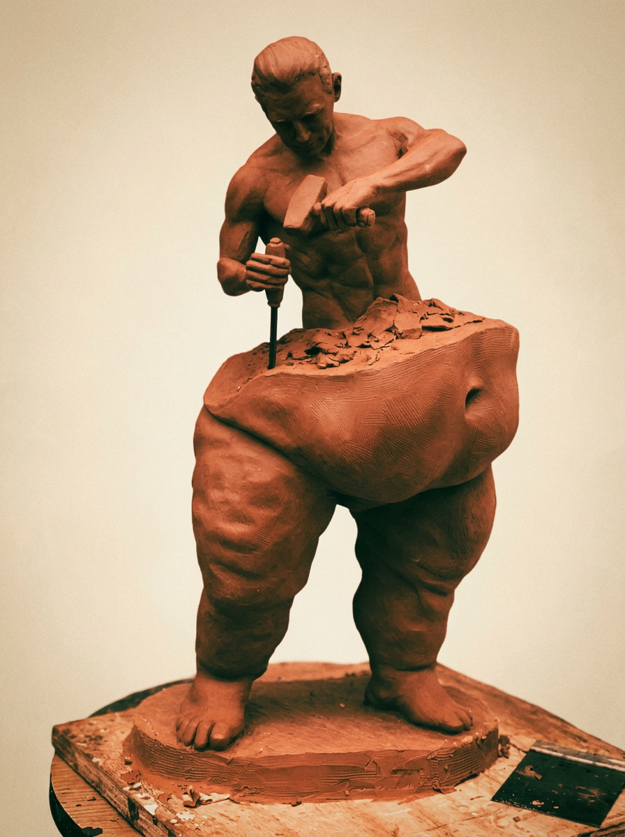 Sculpture d'un homme en mouvement